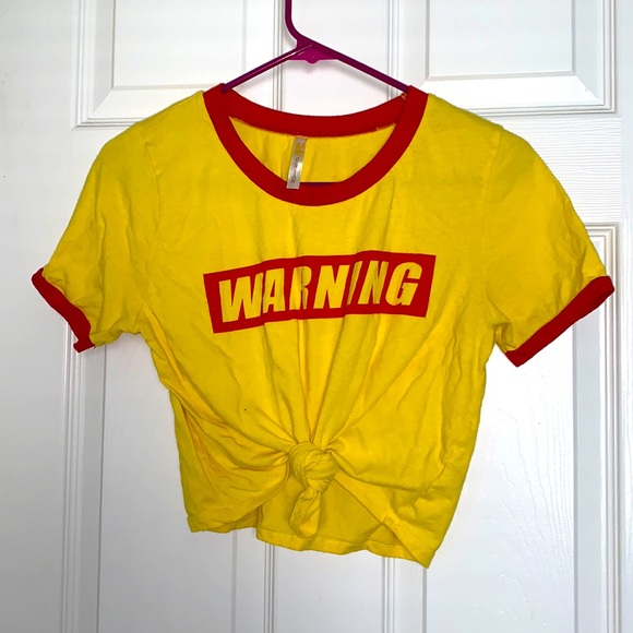Yellow And Red Cropped Graphic T Shirt 